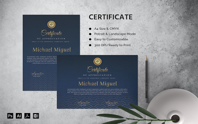 Michael Miguel - šablona certifikátu