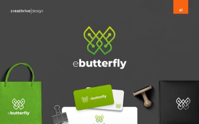 Modello di logo eButterfly Tech