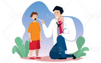 Pediatrician and Child Vector Illustration