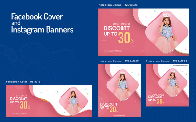 Rosa - Modelli PSD per la copertina di Facebook e i banner di Instagram per social media