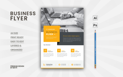 Brochure commerciale créative avec accent orang