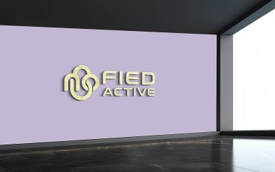 Maquete do logotipo da recepção do escritório 3D