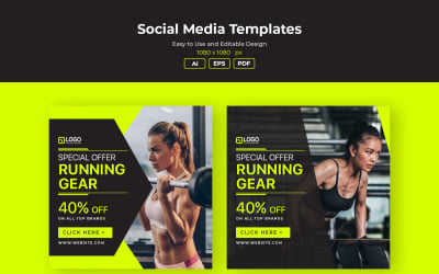 Modèle de publication de médias sociaux de sport et de technologie Médias sociaux d&amp;#39;Instagram de remise en forme