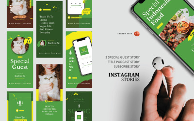 Podcast Instagram Stories a šablona příspěvku na sociální média - Vegan Podcaster