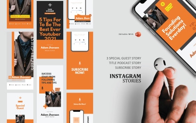 Podcast Instagram Stories and Post Social Media Template - Motivationer Podcaster