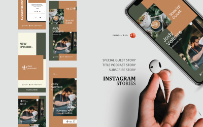 Podcast Instagram Stories e Post Social Media Template - Coffee Barista Story