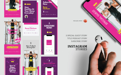 Podcast Instagram történetek és a közösségi média sablonja - Fitness Podcaster