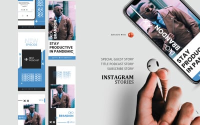 Подкаст Instagram Stories и шаблон публикации в социальных сетях - Business Story