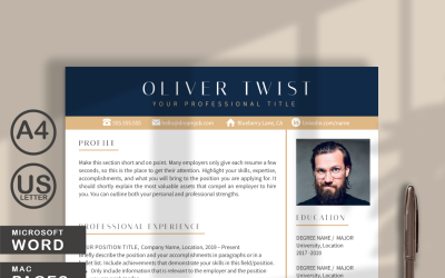 Professional Resume Template for WORD &amp;amp; PAGES, Resume Template Word, Resume &amp;amp; CV Template