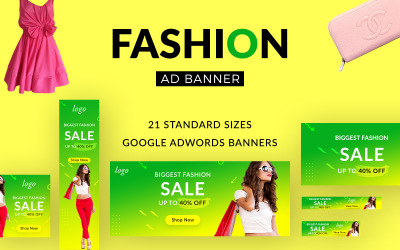 时尚网页横幅广告和Google Ads Banner社交媒体
