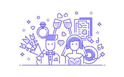 Wedding and Marriage Party Illustration