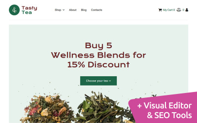 Diseño de sitios web de comercio electrónico Tea MotoCMS