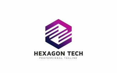 Plantilla de logotipo de caja de tecnología hexagonal