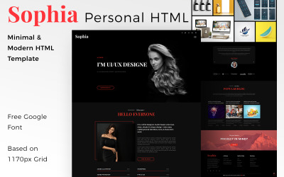 Sophia - Creative Personal Portfolio Szablon HTML Landing Page