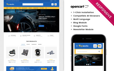 Topauto - Премиум OpenCart шаблон для автомобильного магазина