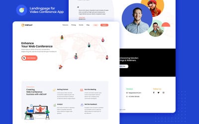 VidConf - Céloldal online értekezlet-esemény vagy videokonferencia felhasználói felület elemei számára