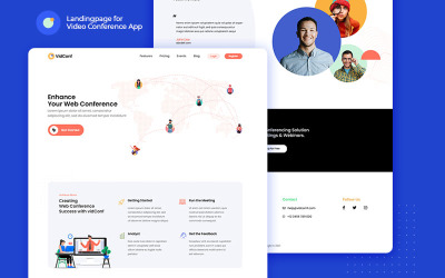 VidConf - Page de destination pour les éléments de l&amp;#39;interface utilisateur d&amp;#39;événement de réunion en ligne ou de vidéoconférence