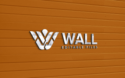 3D-logotypmodell på träväggsproduktmodell