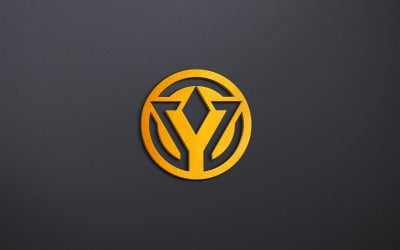 Дизайн макета 3d золотого логотипа на макете продукта Black Wall