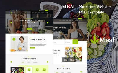 Étkezés - Táplálkozási weboldal PSD sablon