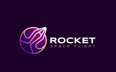 Gradient Rocket - Plantilla de logotipo de vuelo espacial