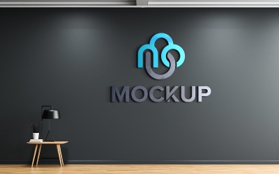 3D логотип макет офісу стіни макет продукту