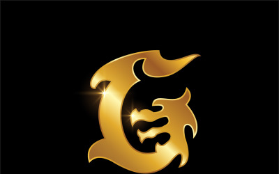 Golden Dragon Monogram Initial Letter G Logo template