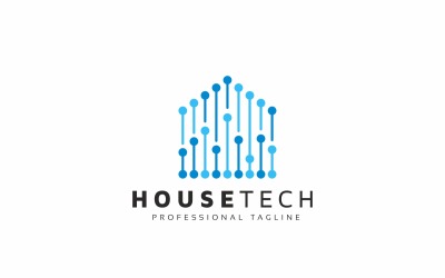 Modèle de logo numérique House Tech