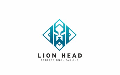 Modello di logo quadrato testa di leone