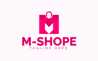 Modern alışveriş çantası M Word Logo şablonu
