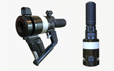 Revólver de ciencia ficción Low Poly PBR Modelo 3D