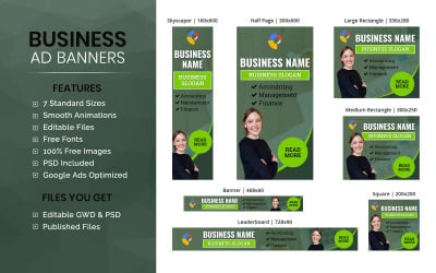 Geschäftsbanner - HTML5-Anzeigenvorlage Animiertes Banner (BU006)
