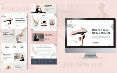 Modello PSD di progettazione della pagina di destinazione della lezione di yoga
