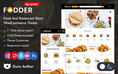 Адаптивна тема WooCommerce Elementor для магазину кормів і ресторанів