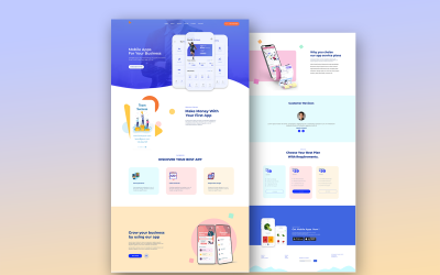 Modello PSD di LandingPage per app per dispositivi mobili