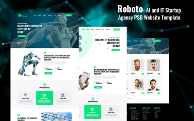 Roboto- AI och IT Startup Agency PSD-mall