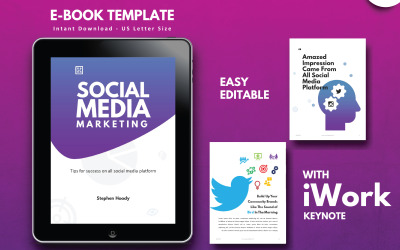 Sosyal Medya İpuçları ve Pazarlama e-Kitap Keynote Şablon Sunumu