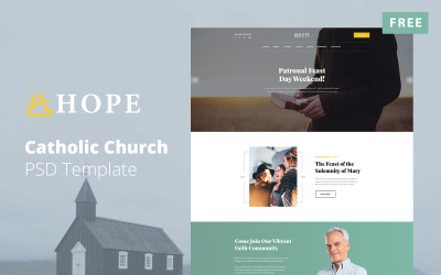 Безкоштовна надія - Макет веб-сайту PSD католицької церкви PSD шаблон