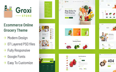 Groxi - Plantilla PSD de tienda de comestibles