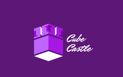 Kubus kasteel Logo ontwerpsjabloon