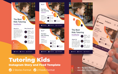 Шаблон для социальных сетей Kids Tutoring Instagram Story и Feed