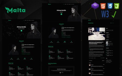 Malta | Osobní portfolio a obnovení šablony vstupní stránky HTML5.
