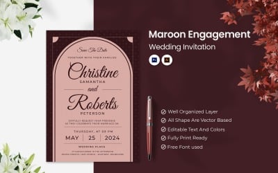 Maroon Engagement Wedding Invitation