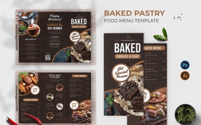 Plantilla de impresión de menú de comida de pastelería al horno