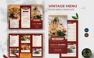 Vintage Menu Food Menu Print Template