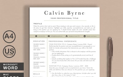 Calvin Word Pages nyomtatható folytatási sablonok