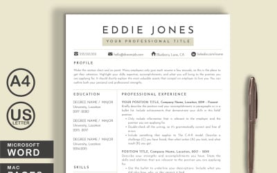 Eddie Word-sidor Utskrivbara CV-mallar