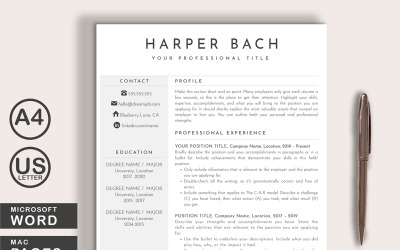 Harper Özgeçmiş Şablonu Word + Sayfaları