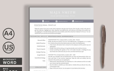 Maja Resume Template Word + Pages
