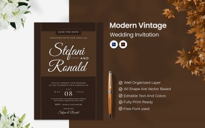 Modern Vintage Wedding Invitation